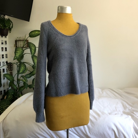 Abercrombie and Fitch soft collection fuzzy blue pullover sweater - Picture 1 of 6